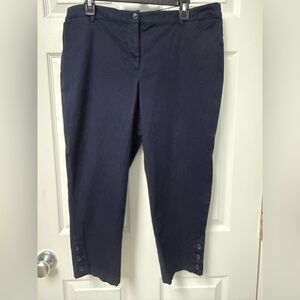 Talbots Navy Button-Hem Slim Pants
